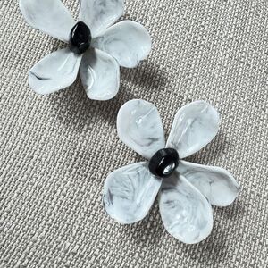 Zara White Flower Statement Earrings